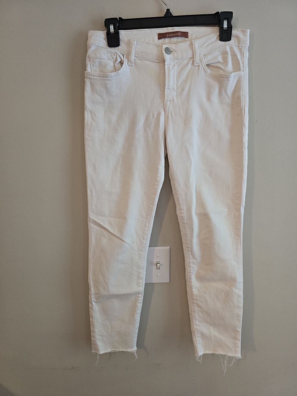 J Brand White Slim Crop Jeans